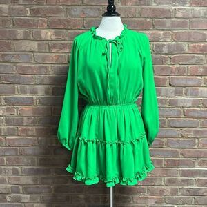 TCEC Women’s Green Long Sleeve Ruffle Dress Sz Medium